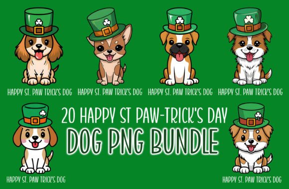 20 St. Paw Trick’s Day Dog Png Bundle