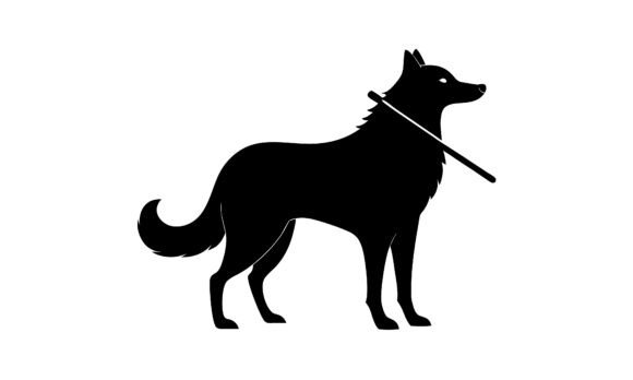 Black Silhouette Dog with Guiding Stick Review