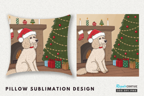 Christmas Poodle Pillow Design