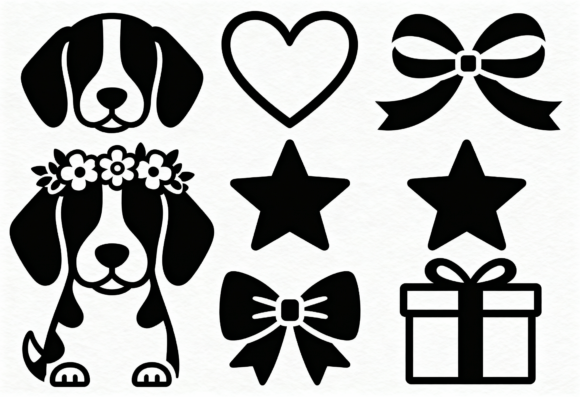 Cute Dog Flower Crown Heart Bow Gift