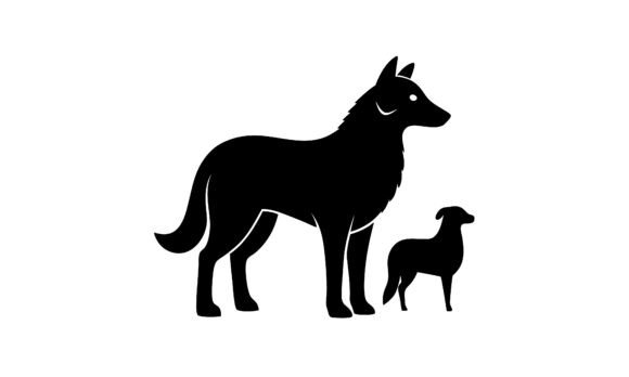 Dog and Puppy Silhouette Black Vector Review
