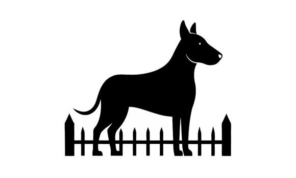 Dog Silhouette Behind a White Fence