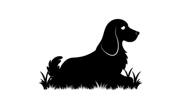 Dog Silhouette Resting on Grass