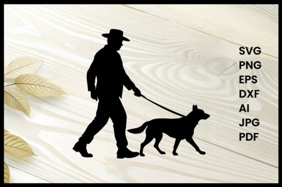 Farmer Walking Dog Illustration Review