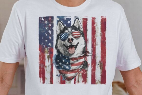 Patriotic Siberian Husky Dog PNG Review