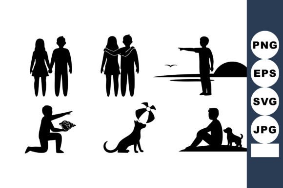 People Dog Beach Sunset Silhouettes Review