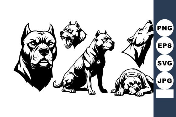 Pitbull Dog Howling Growling Vector Review