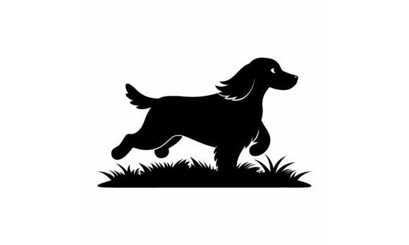 Silhouette of Running Dog in Grass