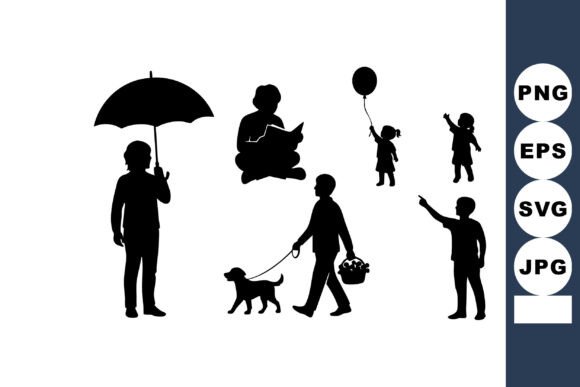 Silhouettes People Walking Umbrella Dog Embroidery Review