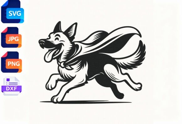 Superhero German Shepherd Dog Running