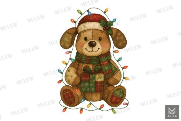 Vintage Patchwork Dog Christmas Clipart Review